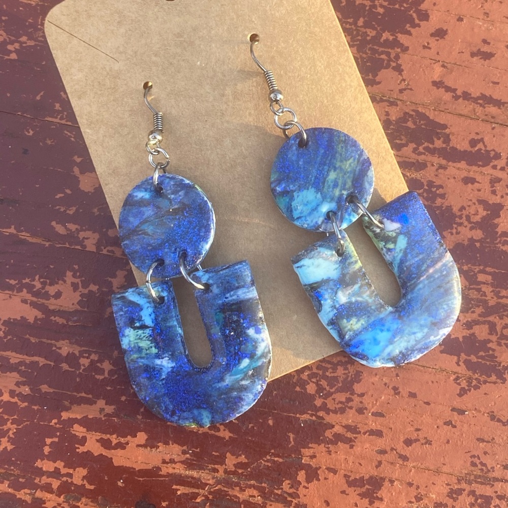Marbled polymer clay earrings